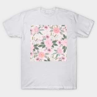 Elegant Pink Floral Watercolor Painting T-Shirt